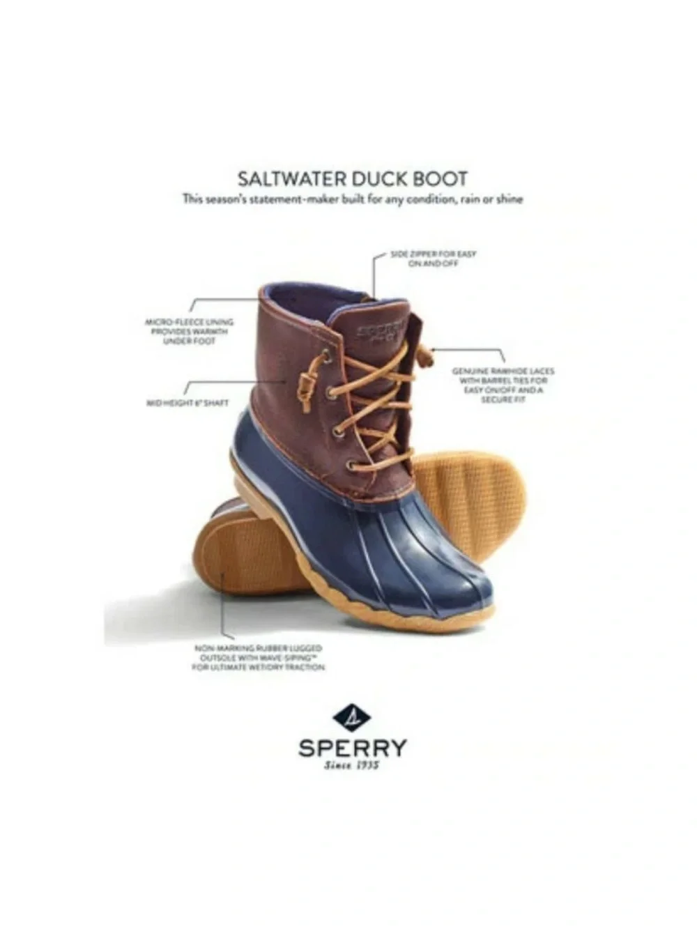 Sperry saltwater duck boots size 9